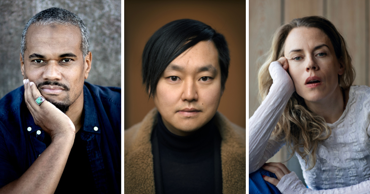 Författarna Johannes Anyuru, Patrik Lundborg och Annika Norlin.